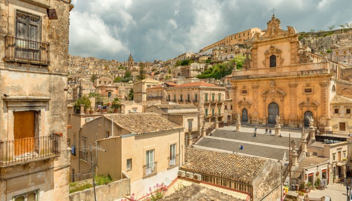 Cityscape of Modica and the Church of Saint Peter, Sicily, Italy Cityscape of Modica and the Church of Saint Peter, Sicily, Italy